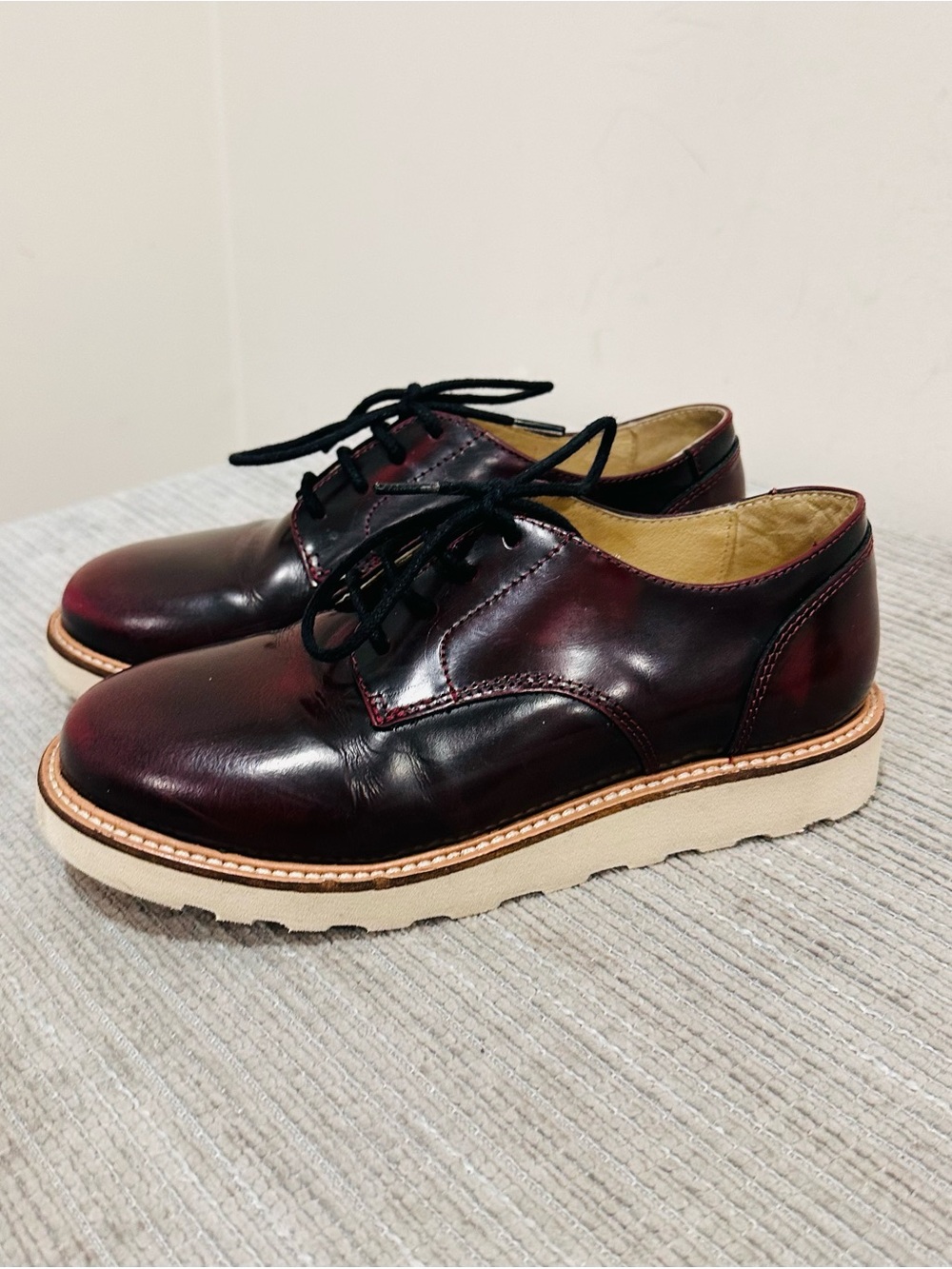 Young Soles Reggie Kids Derby Shoes Oxblood Burgundy Leather Size EU 32 US 1,5 Y
